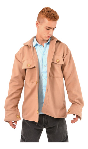 Camisaco Paño Abrigo Liso Hombre Con Botones Michigan