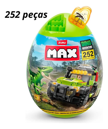 Bloco De Montar Max Dino Adventure Velociraptor 252pçs Zuru