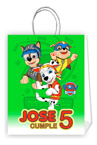 Bolsas Cumpleaños Personalizadas Paw Patrol #d16 10 Un.