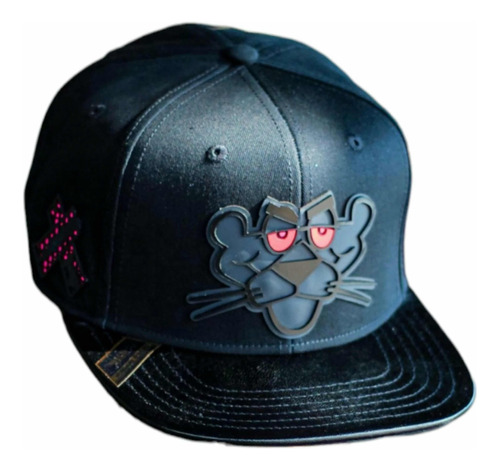 Gorra Vago Style Pantera Bélica Negra Con Visera De Piel