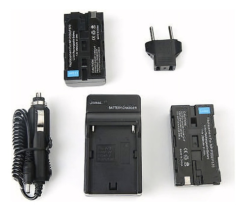 2 Paquete Np-f550 Np-f570 Li-ion Batería Recargable Sony + C