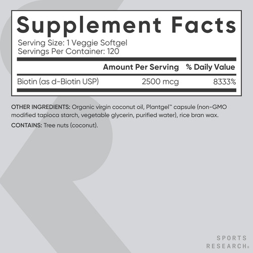Suplemento Sports Research Biotina 2.500mcg Com Óleo De Coco