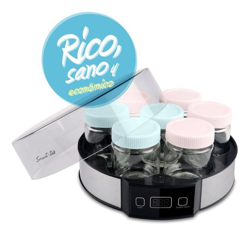 Imagen 5 de 7 de Yogurtera Smart Tek Ym750 Digital 7 Jarros Recetario Pce