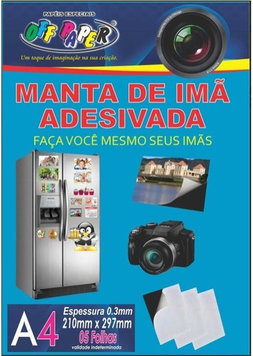 Manta De Imã Adesiva A4 Com 5 Folhas