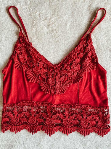 Top Bordo De Encaje / Talle S
