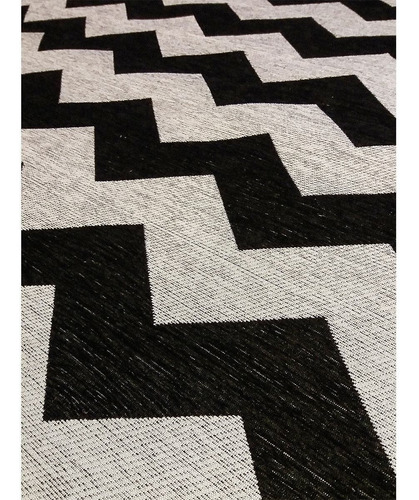 Tapete Sala Geometrico Chevron Zigzag 200x250 Cm Preto Prata