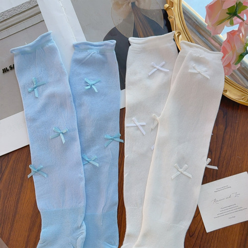 Calcetines Largos De Verano Para Mujer, Medias Con Lazo, Cal