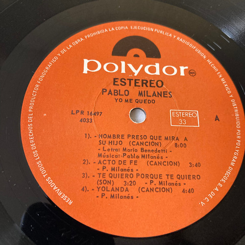Pablo Milanés / Yo Me Quedo Lp Vinilo 1984 Mx Impecable Estándar (Usado)