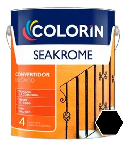 Seakrome Convertidor Anti Oxido Colores 4 Litros Colorin Color Negro
