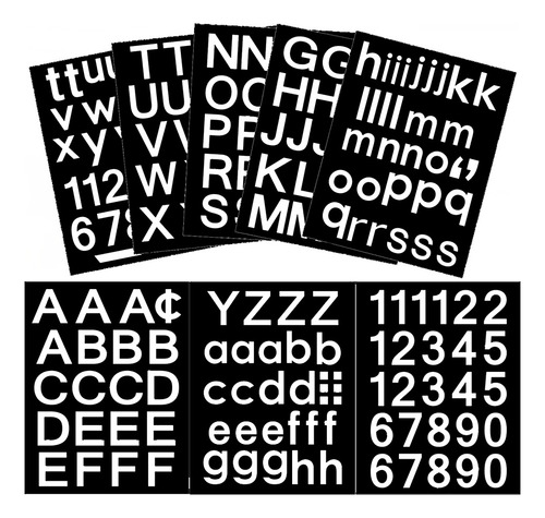 Kit De 8 Hojas De Letras Y Números De Vinilo Autoadhesivo, P