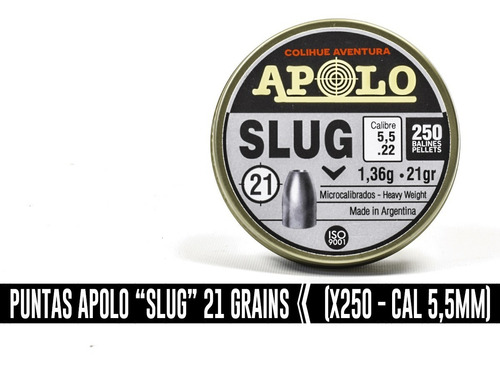 Imagen 3 de 4 de Puntas Apolo Slug Cal 5,5mm - 21grains X250