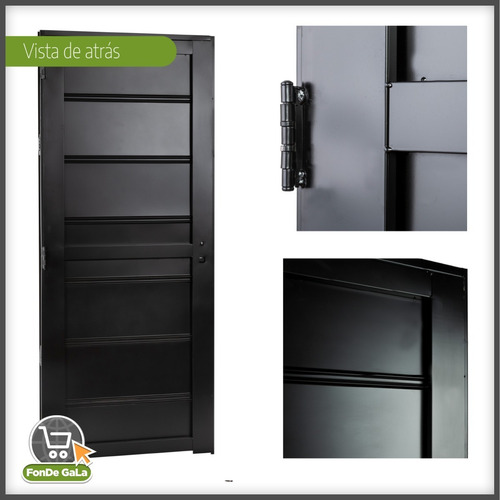 Imagen 3 de 9 de Puerta Chapa Simple Reforzada 80 X 200 Cerradura 1er Calidad