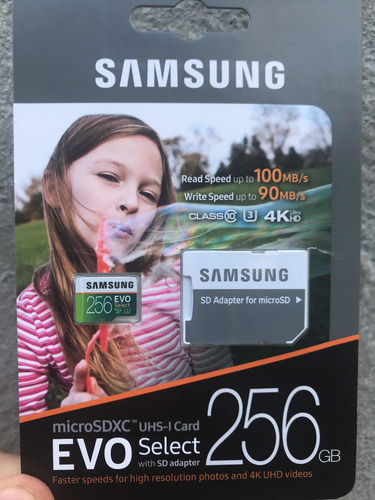Micro Sd Samsung Evo Select 256gb Class 10 4k U3 + Adaptador