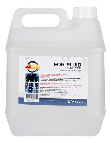 Adj Products F4l Eco Líquido De Niebla A Base De Agua De Grado Económico, Tamaño De 4 Litros