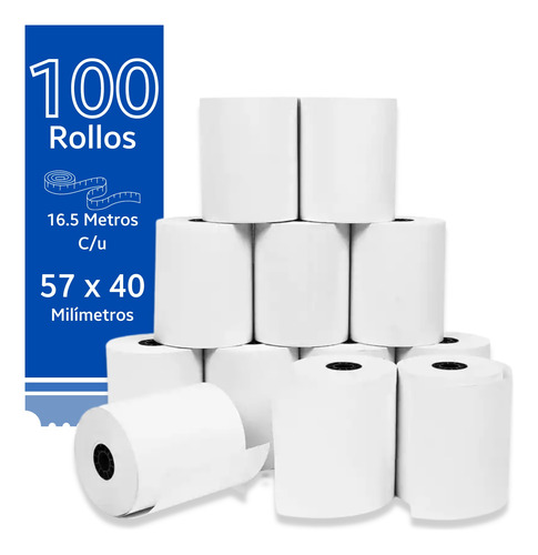 Rollos Papel Térmico 57x40 Impresora Térmica 58mm Negro 100