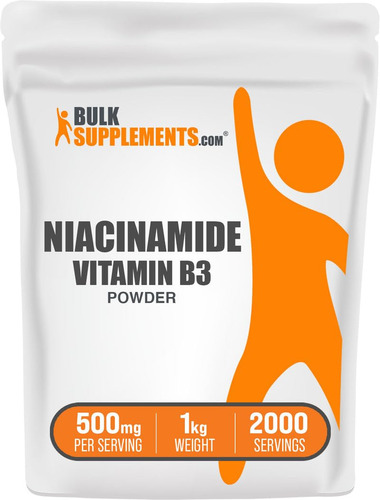 Bulksupplements Polvo Niacinamida 500mg Vitamina B3 1kg