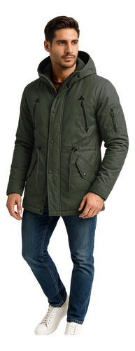 Parka Hombre Abrigada Casual Nueva Con Capucha Temporada Invierno