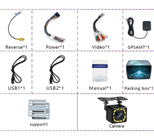 Imagen 10 de 10 de Estéreo Para Auto De 2 Din Con Wifi Gps Android Con Cámara