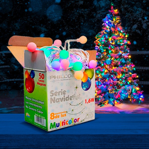 Imagen 3 de 4 de Serie Navidad Rgb 50 Luces 8 Movimientos 5.5metros