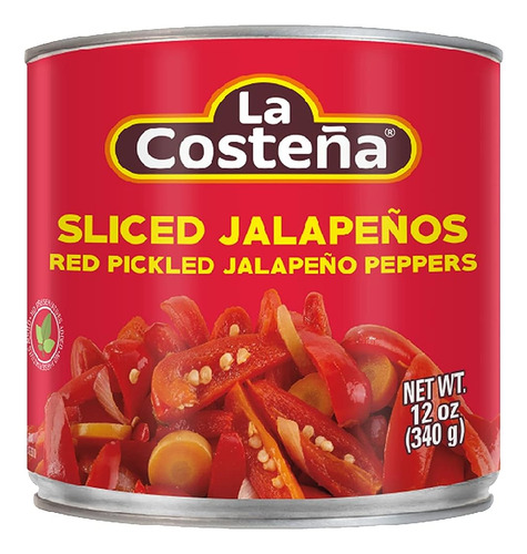 Pimientos Jalapeños Rojos En Rodajas, Lata De 12 Oz (paquete