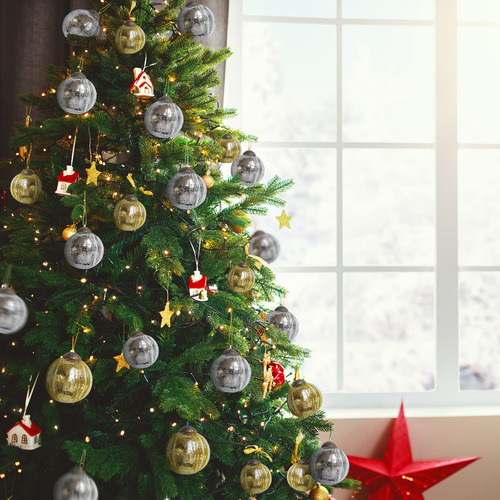 Juego De 4 Adornos Dorados De Vidrio Para Árbol De Navidad