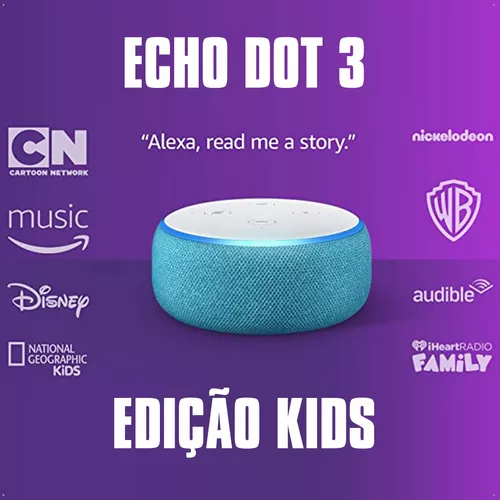 Echo Dot 3rd Gen Kids Edition com assistente virtual Alexa