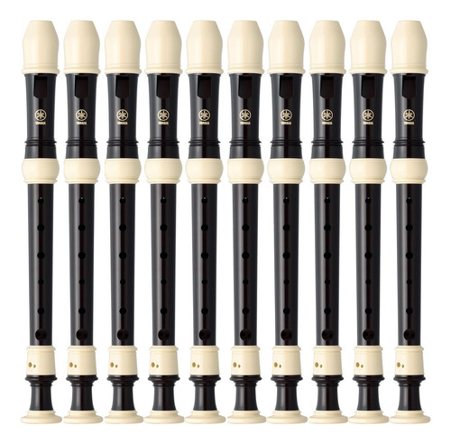 Kit 10 Flautas Doce Soprano Barroca Em C Yrs-302biii Yamaha Cor Preto