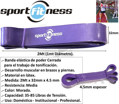 Imagen 8 de 10 de Kit 3 Pzs Banda Poder Elástica Sportfitness Tonificacion Gym