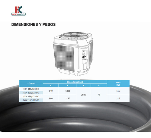 Bomba De Calor Para Alberca 136,000 Btu Ekn 136/1230-c