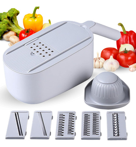 Rallador 6 En 1 Multifuncional Rebanador Con Accesorios Para Cocina Versátil Y Práctico Para Cortar, Rallar Y Rebanar Verduras Y Frutas