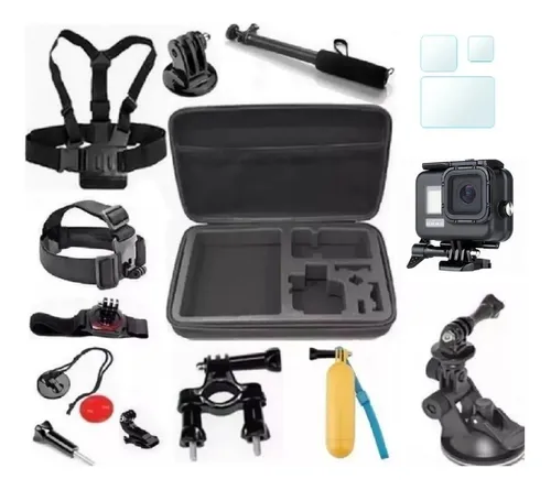 Kit P Gopro Hero 8 Black Mala Caixa Estanque Preta Película