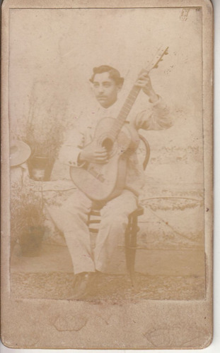 Antigua Fotografia Guitarrista Instrumentos Musica Raro