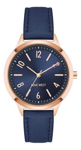 Nine West Reloj Correa Mujer, Nw/2836, Azul Marino, Rosa Dor