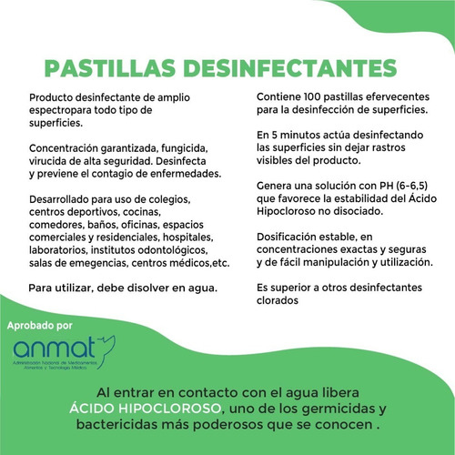 Pastillas Desinfectantes Efervescentes Para Generar Hcio
