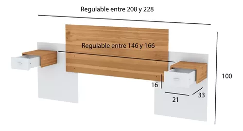 Respaldo Cabecera Cama Regulable Con Mesas De Luz