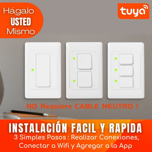 Imagen 5 de 8 de Interruptor Doble Inteligente Wifi - 2 Canales Sin Neutro