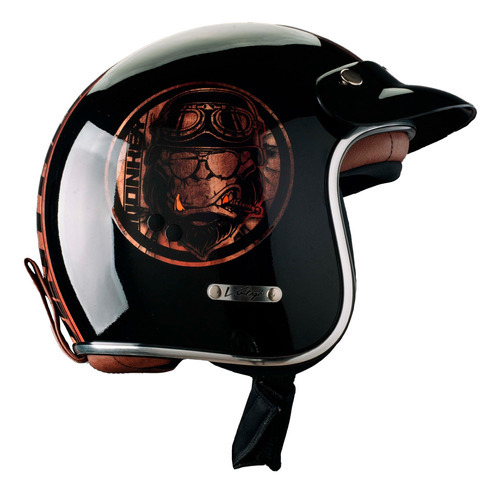 Casco Para Moto Abierto Vertigo Vintage Monkey Talle L Color Negro