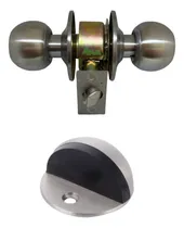 Comprar Cerradura Alcoba Pomo + Tope Media Luna Plateado