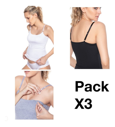  Pack X3 Musculosas Maternal Para Amamantar Tatiana Premium