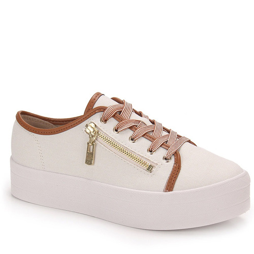 Tênis Casual Feminino Moleca - Marfim