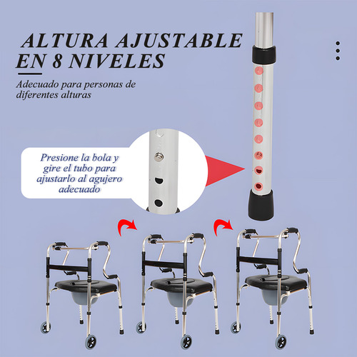 Andadera Acero Inoxidable Multifuncional Con Asiento Rueda