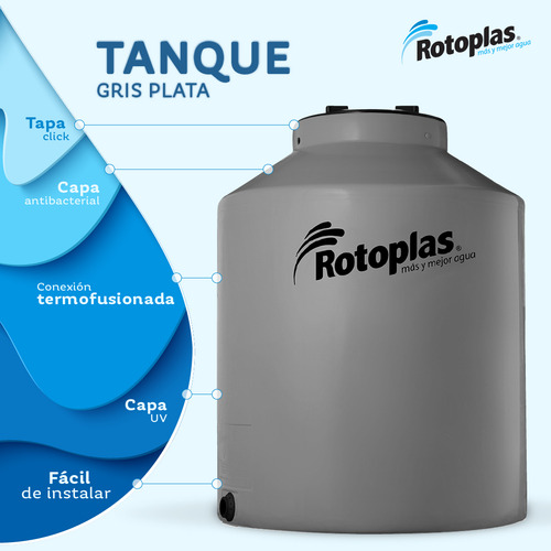 Tanque de agua Rotoplas Tricapa Vertical 400 L Capa antibacterial