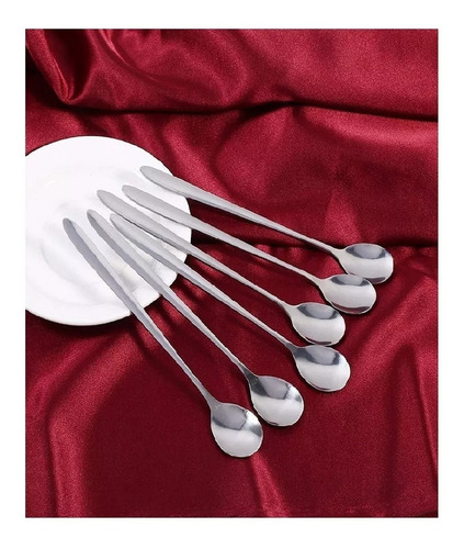Pacote de colheres de cozinha de aço inoxidável Yan L-168 com 6 unidades com alça colorida de aço inoxidável