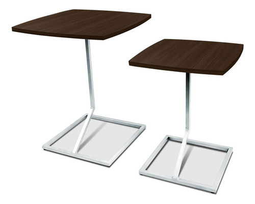 Conjunto Jogo Mesa Tip De Canto Lateral Tampo Quadrado Cor Branco/villandry