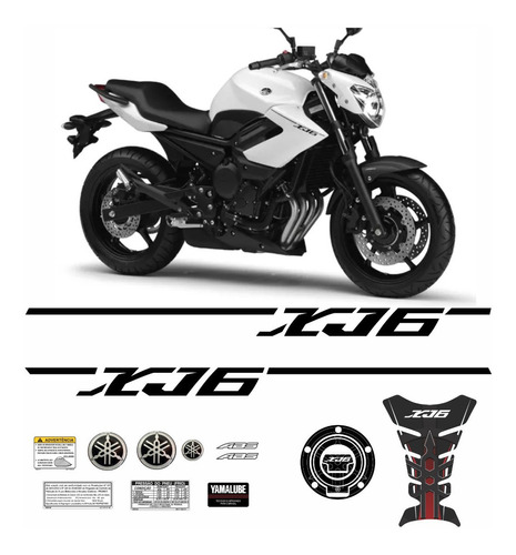 Kit Adesivos Compatível Com Yamaha Xj6 2013 Branca Xj61314 Cor Preto