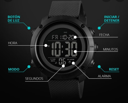 Reloj Skmei 1426 Digital Negro Waterproof Resiste Agua 50m