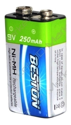 2 Baterias Recargable Cuadrada 9v 250mah+cargador Doble Best