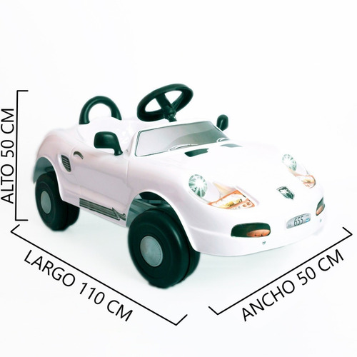 Vehículo a pedal auto Katib Porche con luz y espejitos color blanco