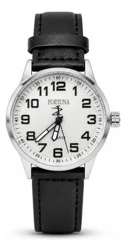 Relógio De Pulso Masculino Fortuna Old Money Minimalista Preto Cx Prata Branco