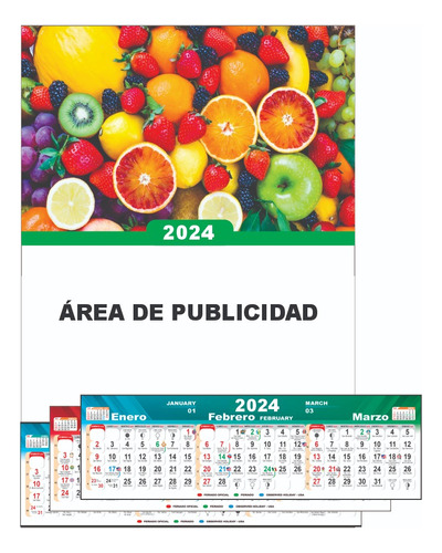 Calendario 2024 Santoral Trimestral Mod-6 50pz 23.5 X 32cm